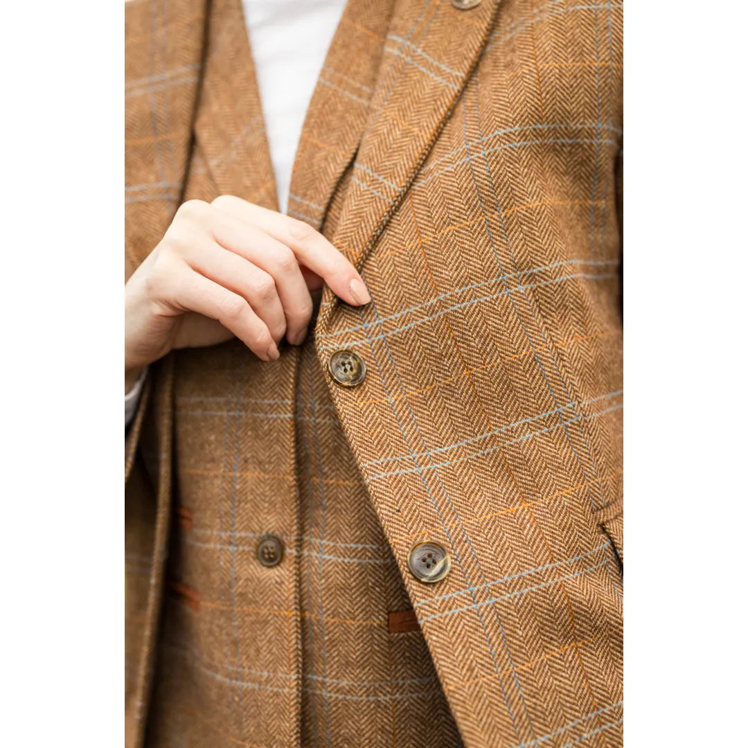 TPSTZ73 - Blazer in tweed marrone quercia da donna