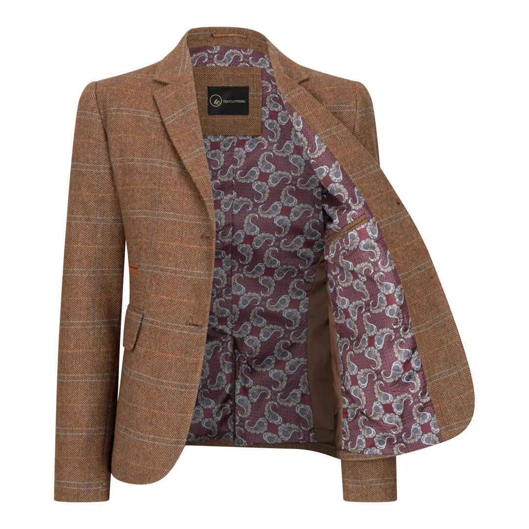 TPSTZ73 - Blazer in tweed marrone quercia da donna