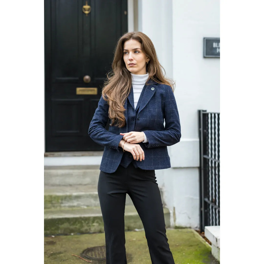 TPSTZ72 - Gilet blazer in tweed blu navy da donna