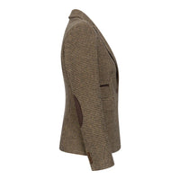 TPW-20 - Blazer da donna in tweed pied de poule marrone misto lana