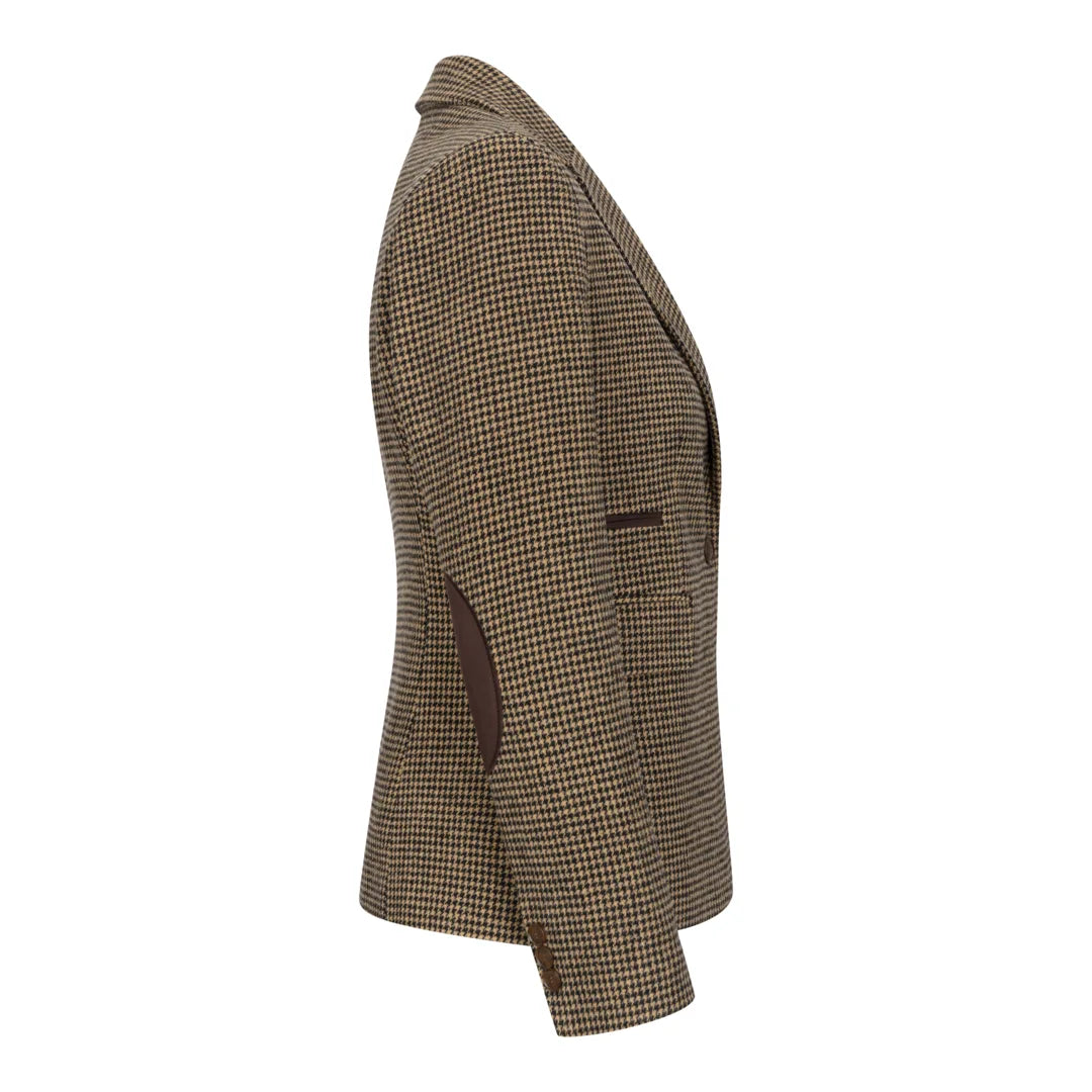 TPW-20 - Blazer da donna in tweed pied de poule marrone misto lana