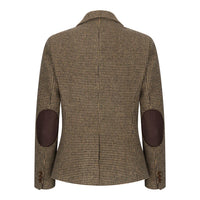 TPW-20 - Blazer da donna in tweed pied de poule marrone misto lana