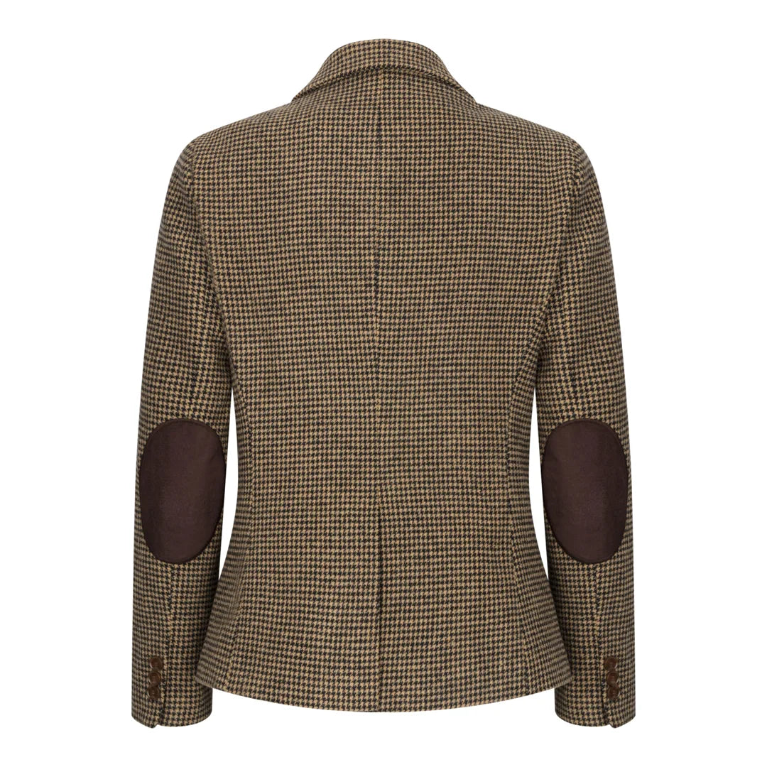 TPW-20 - Blazer da donna in tweed pied de poule marrone misto lana