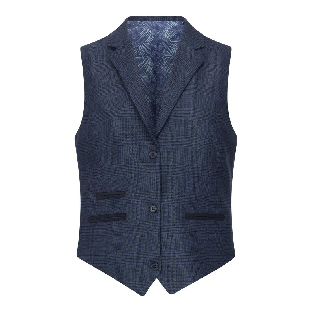 TPW52 - Abito da donna in 3 pezzi con motivo Principe di Galles blu navy