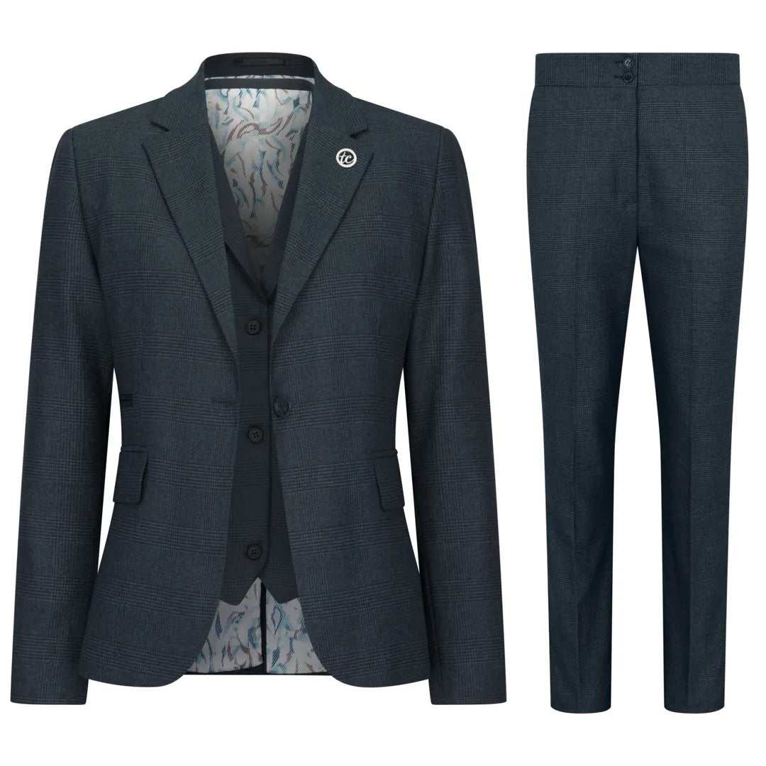 TPW53 - Completo da donna verde a 3 pezzi in stile Principe di Galles