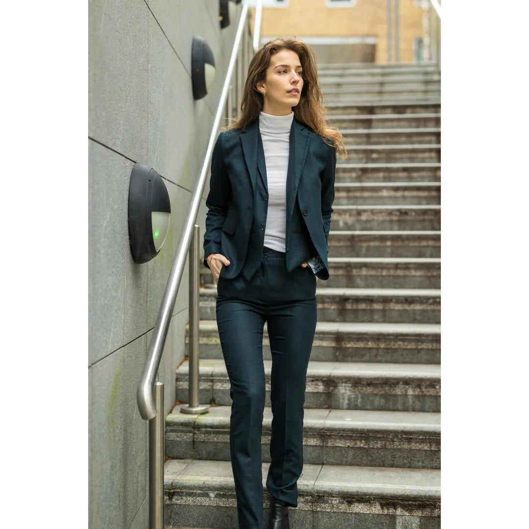 TPW53 - Completo da donna verde a 3 pezzi in stile Principe di Galles