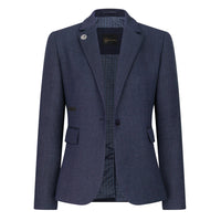 TPW-AK-04 - Abito da donna in tweed a spina di pesce blu navy, 3 pezzi
