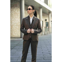 TPW-AK-06 - Abito da donna in tweed a spina di pesce marrone, 3 pezzi