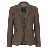 TPW-AK-06 - Abito da donna in tweed a spina di pesce marrone, 3 pezzi