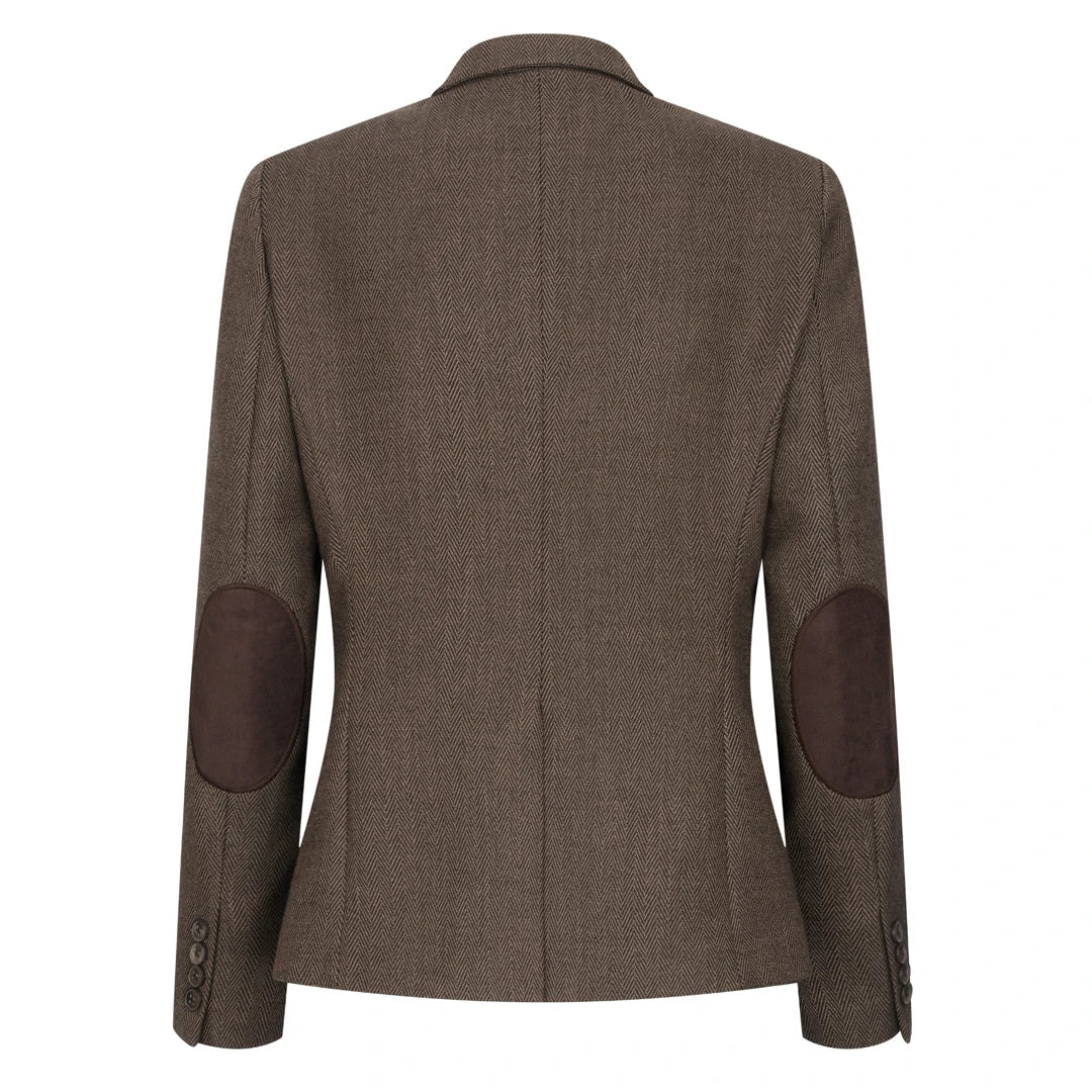 TPW-AK-06 - Abito da donna in tweed a spina di pesce marrone, 3 pezzi