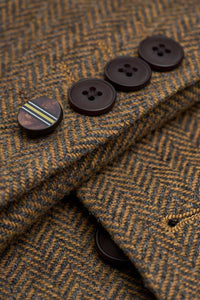 Thomas - Abito da uomo in tweed misto lana marrone, 3 pezzi