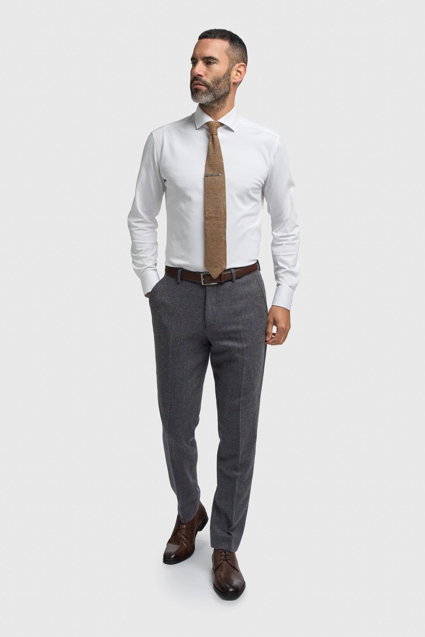 Thomas - Abito da uomo in tweed misto lana blu navy, 3 pezzi