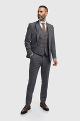 Thomas - Abito da uomo in tweed misto lana blu navy, 3 pezzi