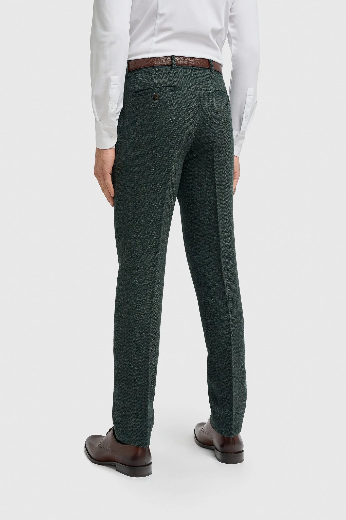 Thomas - Abito in tweed misto lana verde oliva 3 pezzi