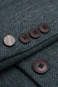 Thomas - Abito in tweed misto lana verde oliva 3 pezzi