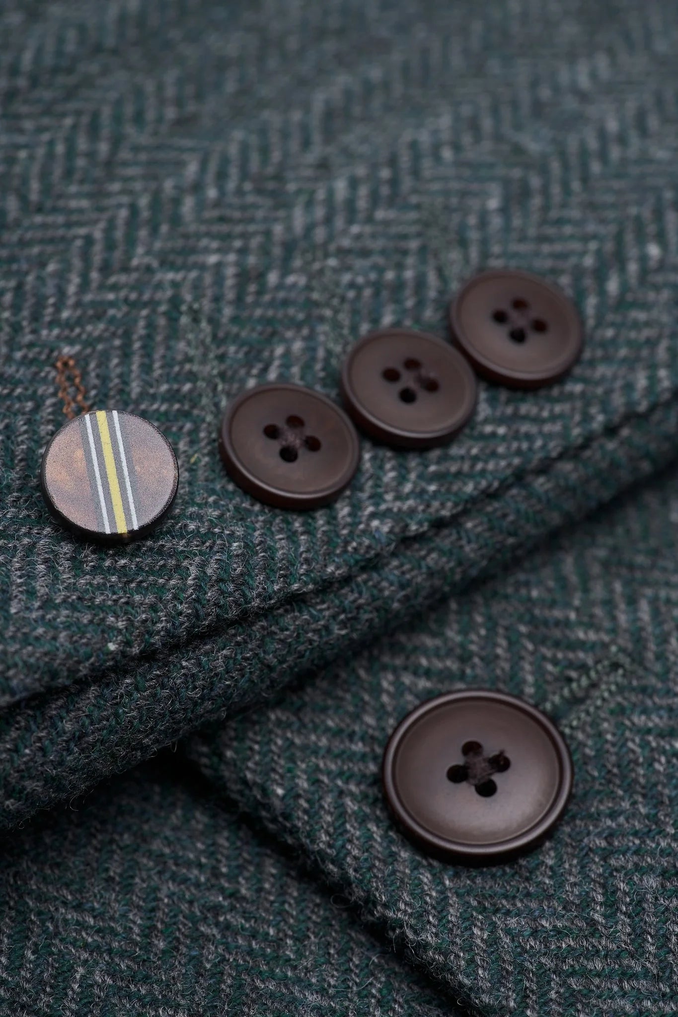 Thomas - Abito in tweed misto lana verde oliva 3 pezzi