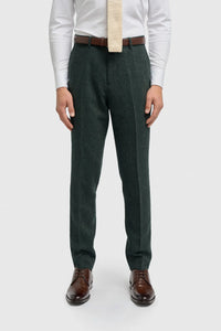 Thomas - Abito in tweed misto lana verde oliva 3 pezzi