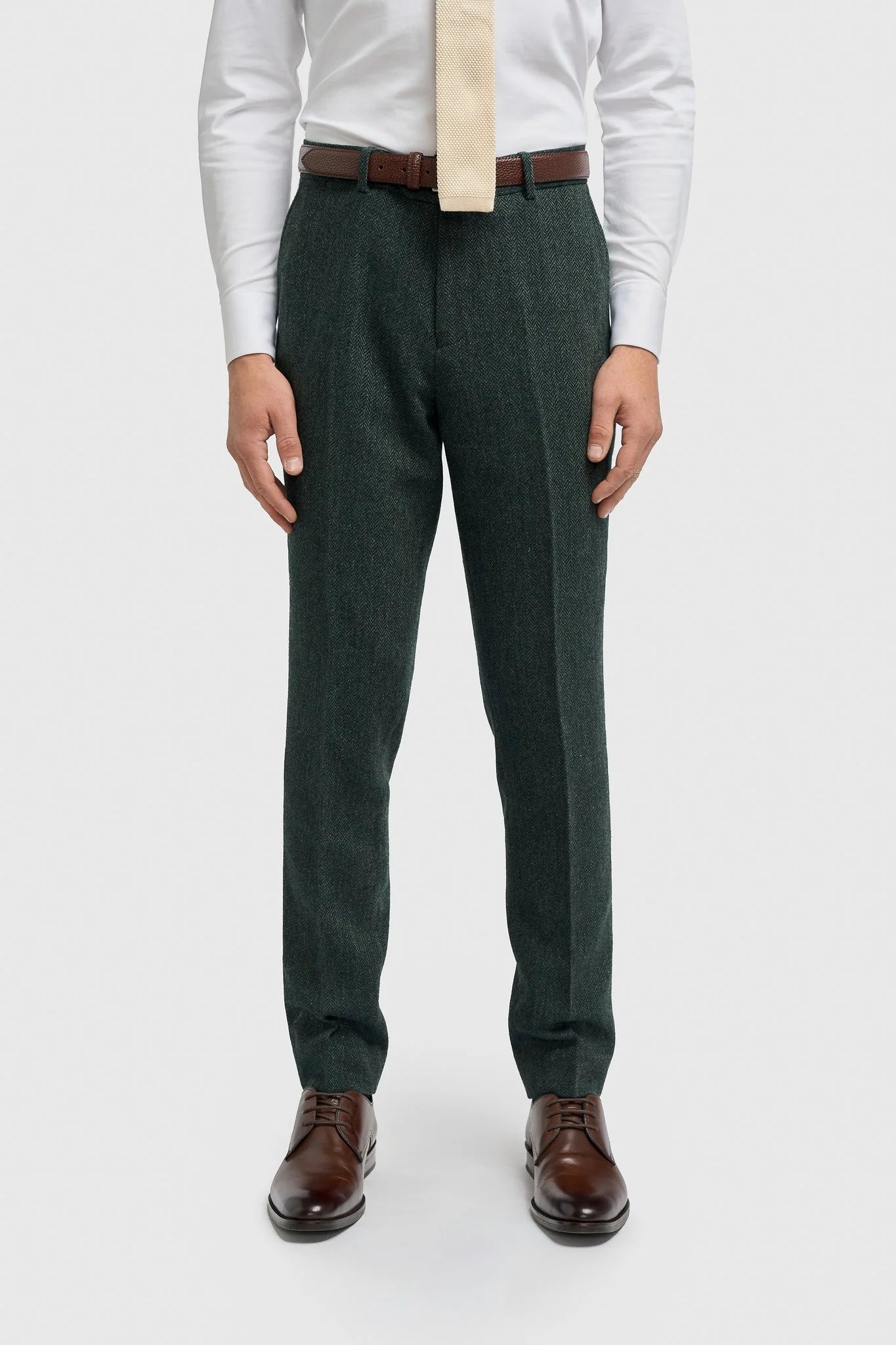 Thomas - Abito in tweed misto lana verde oliva 3 pezzi