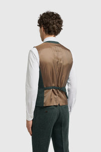 Thomas - Abito in tweed misto lana verde oliva 3 pezzi