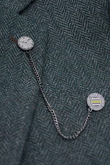 Thomas - Abito in tweed misto lana verde oliva 3 pezzi