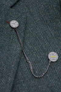 Thomas - Abito in tweed misto lana verde oliva 3 pezzi