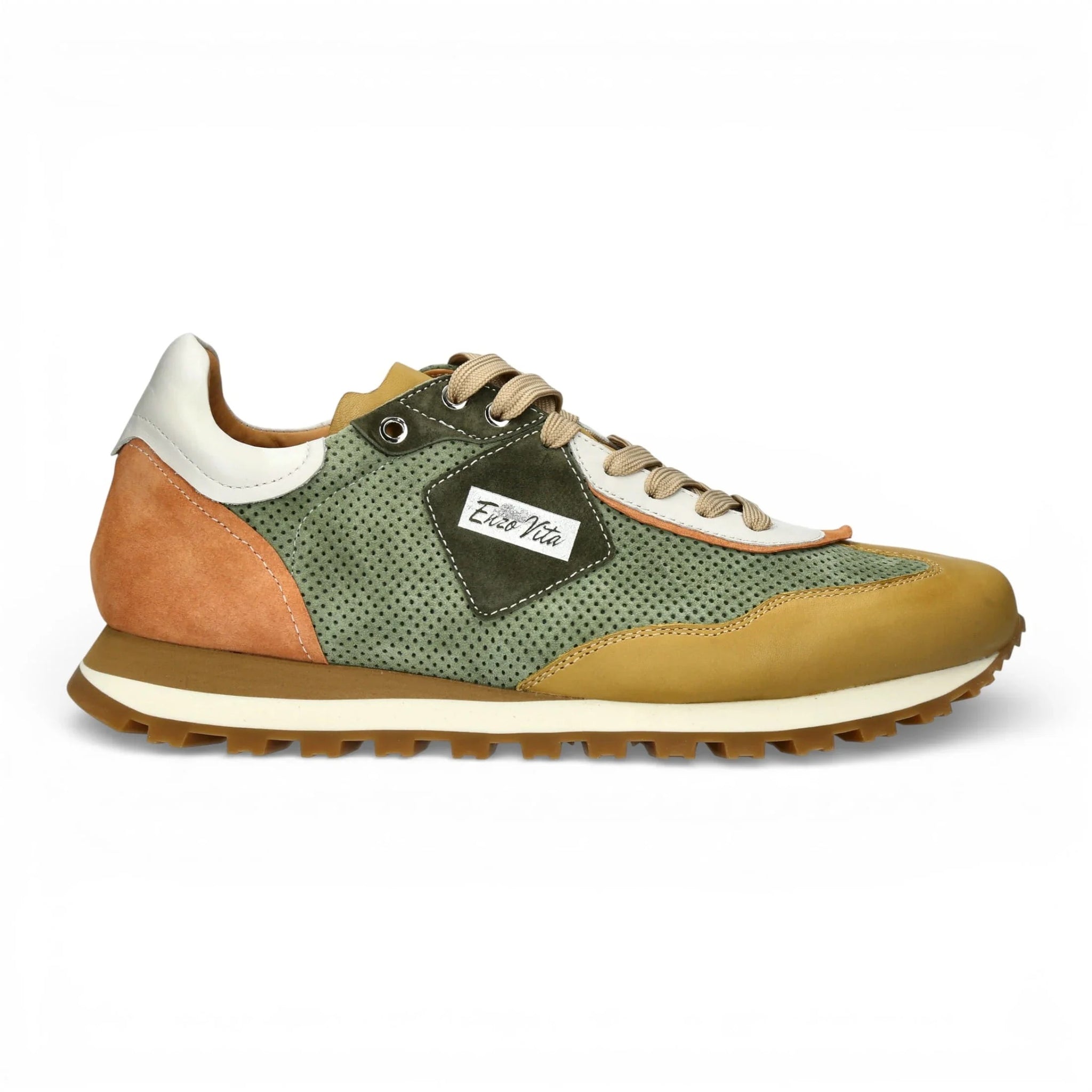Aglae 02 - Sneakers da uomo in pelle verde beige