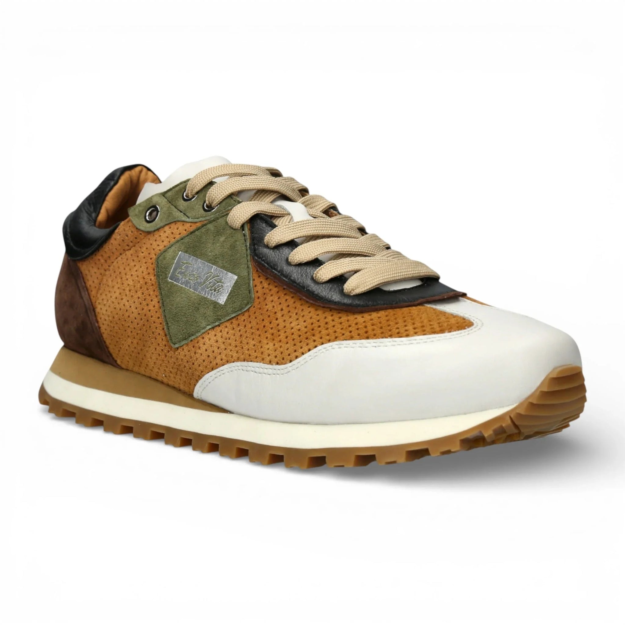 Aglae 02 - Sneakers da uomo in pelle bianca e marrone chiaro