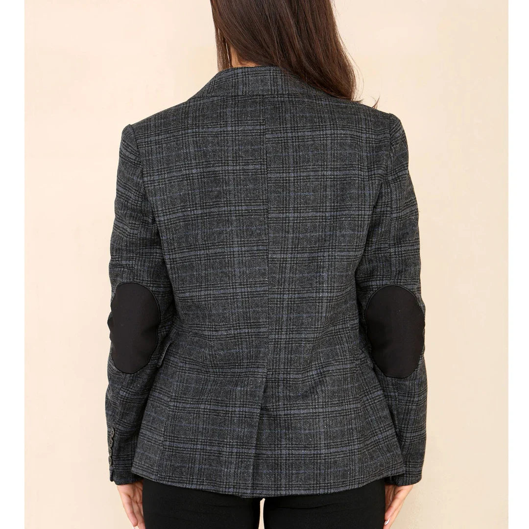 Completo da donna in tweed a quadri grigio