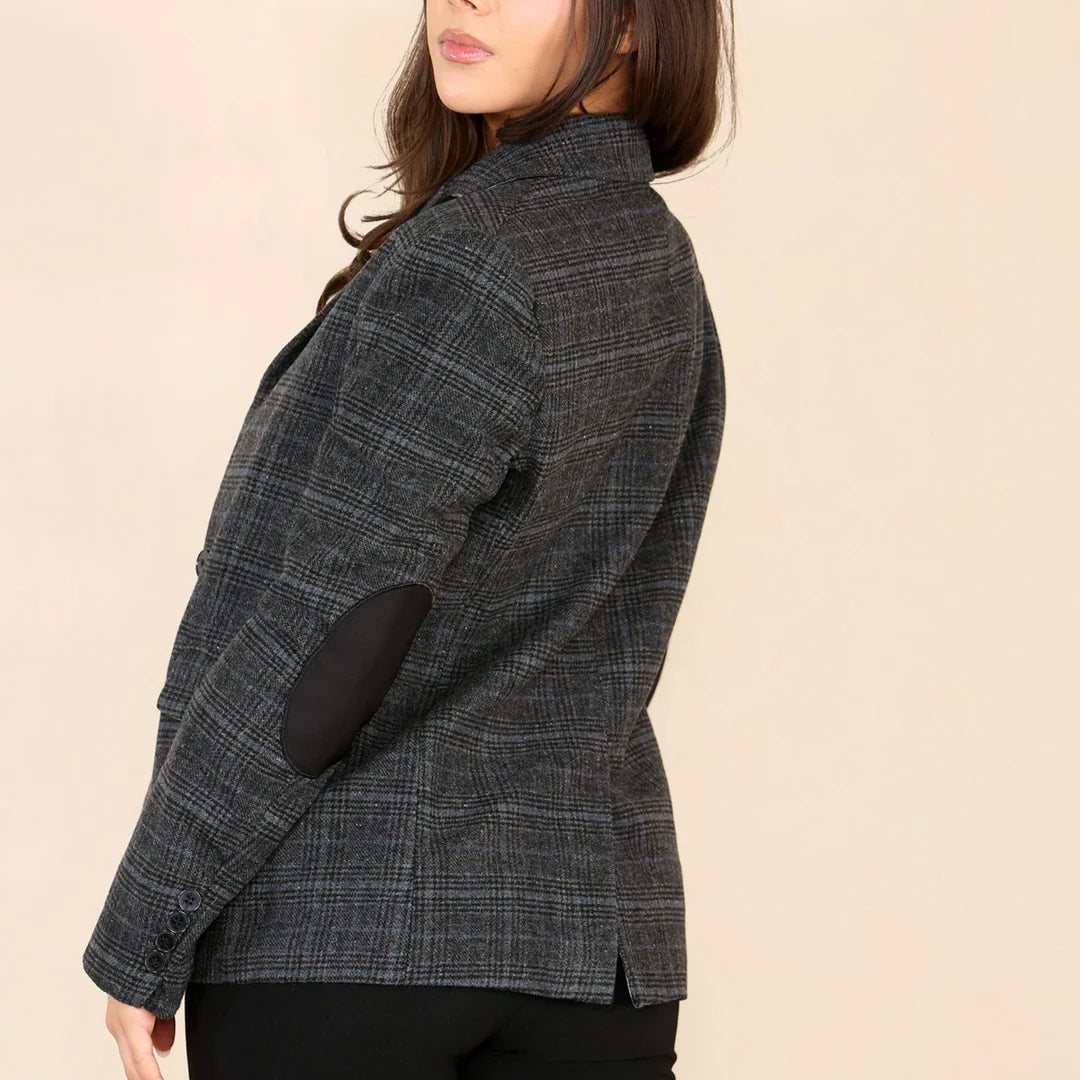 Completo da donna in tweed a quadri grigio