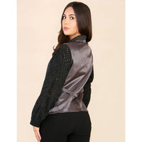 Gilet da donna in tweed a quadri grigio