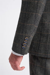 Cavani Albert - Abito da uomo a 3 pezzi in tweed a spina di pesce - Antracite