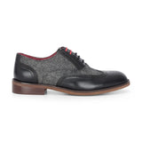 Albert - Scarpe brogue da uomo in pelle nera con dettagli in tweed