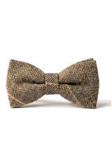 Albert - Papillon da uomo in tweed a spina di pesce marrone