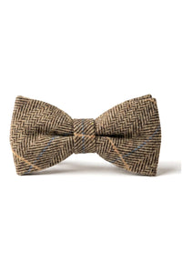 Albert - Papillon da uomo in tweed a spina di pesce marrone