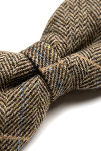 Albert - Papillon da uomo in tweed a spina di pesce marrone