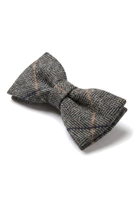 Albert - Papillon da uomo in tweed a spina di pesce grigio