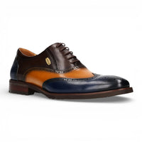 Antonin 01 - Scarpe Oxford da uomo in pelle blu e marrone