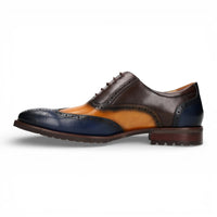 Antonin 01 - Scarpe Oxford da uomo in pelle blu e marrone