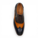 Antonin 01 - Scarpe Oxford da uomo in pelle blu e marrone