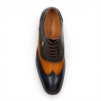 Antonin 01 - Scarpe Oxford da uomo in pelle blu e marrone