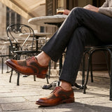 Arlo - Scarpe brogue da uomo in tweed color cuoio