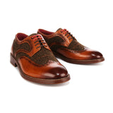 Arlo - Scarpe brogue da uomo in tweed color cuoio