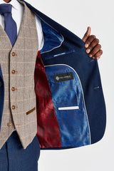 Abito blu navy Arthur con gilet in tweed a contrasto Harris Brown