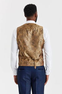 Abito blu navy Arthur con gilet in tweed a contrasto Harris Brown