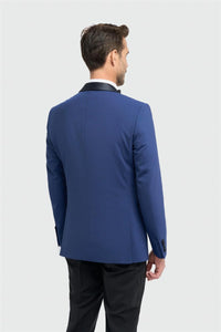 Aspen - Blazer da smoking con collo a scialle blu da uomo