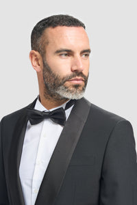 Aspen - Abito da uomo da sposo in due pezzi, stile smoking nero