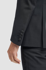 Aspen - Abito da uomo da sposo in due pezzi, stile smoking nero