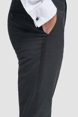 Aspen - Abito da uomo da sposo in due pezzi, stile smoking nero