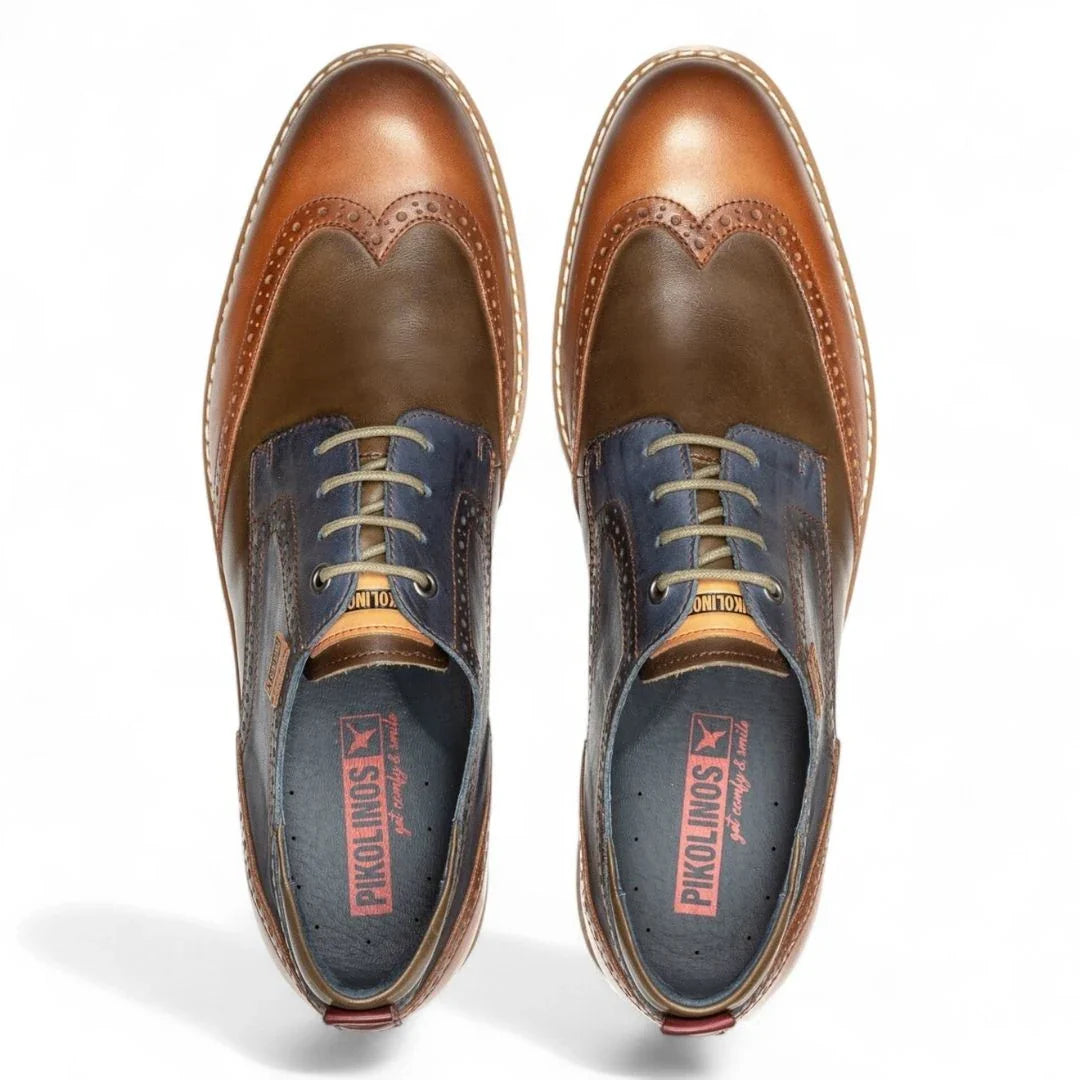 Avila - Brogue in pelle con lacci color brandy da uomo