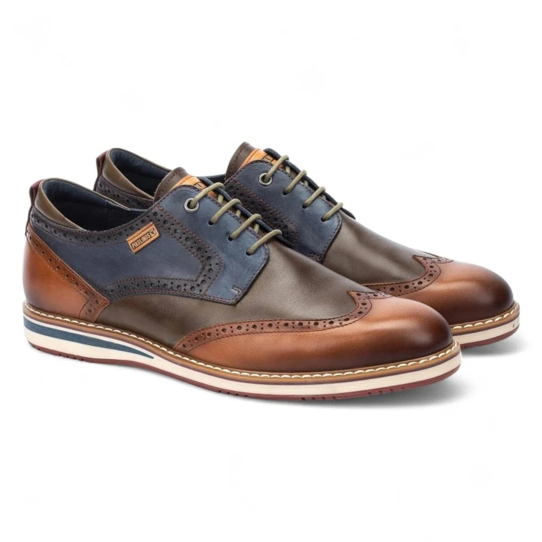 Avila - Brogue in pelle con lacci color brandy da uomo